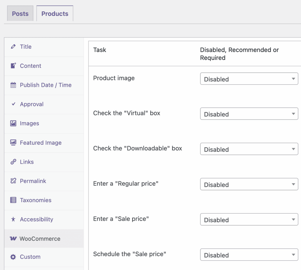 WooCommerce product checklists