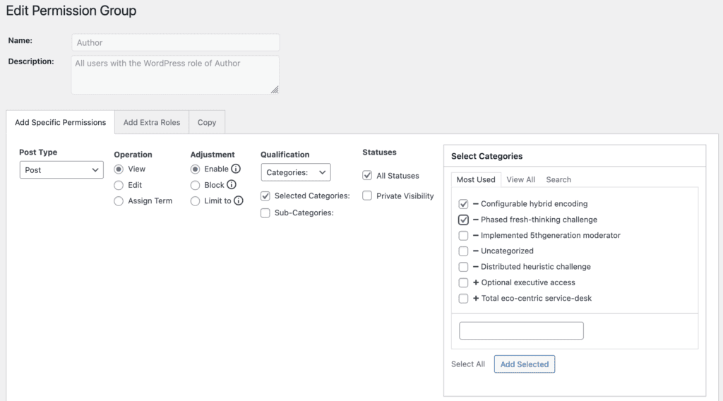 Edit Permission Group