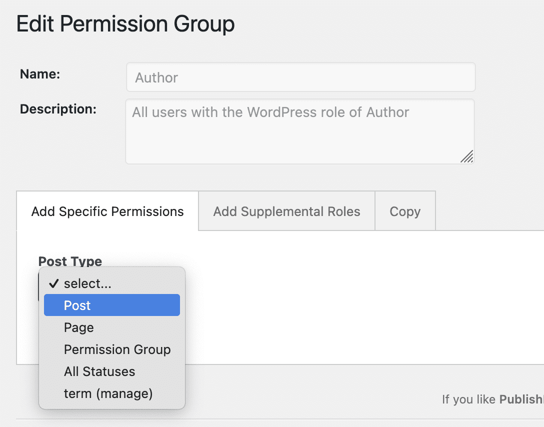 Edit Permissions group