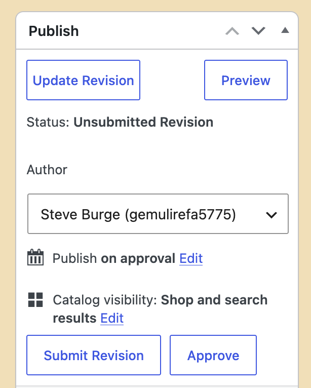 WooCommerce Revisions buttons