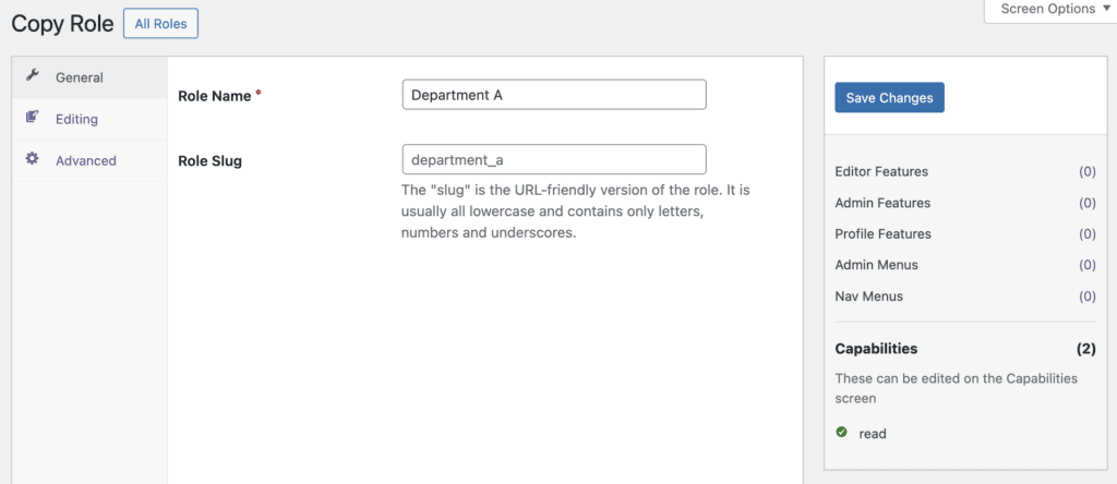 Create new WordPress user role