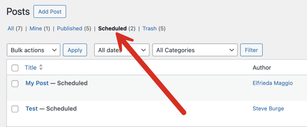 How to find Posts in the Scheduled Status