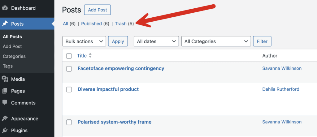 Trash Posts in WordPress