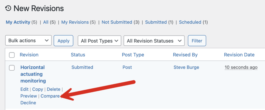 Compare link for revisions