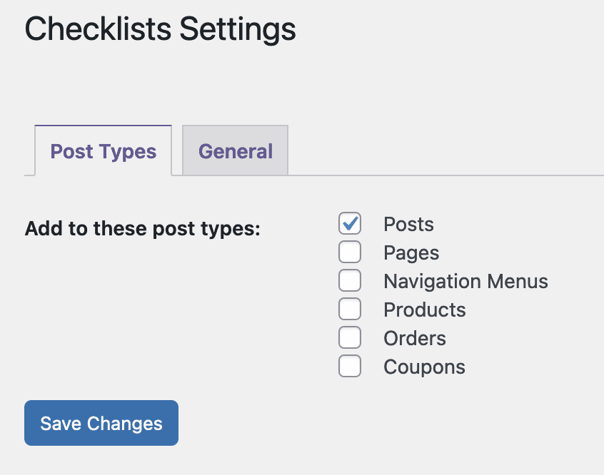 Post types for Checklists
