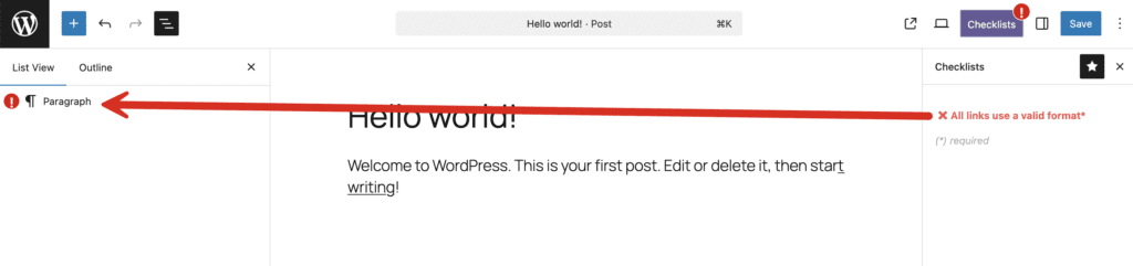 Number of internal links in content