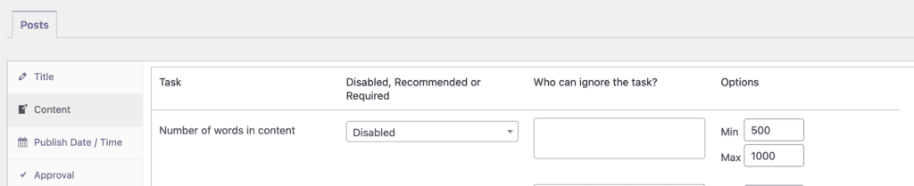 Content number of words