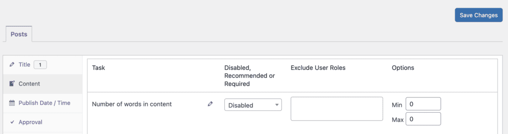 Numbers of words in content