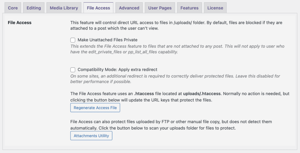 File Access settings