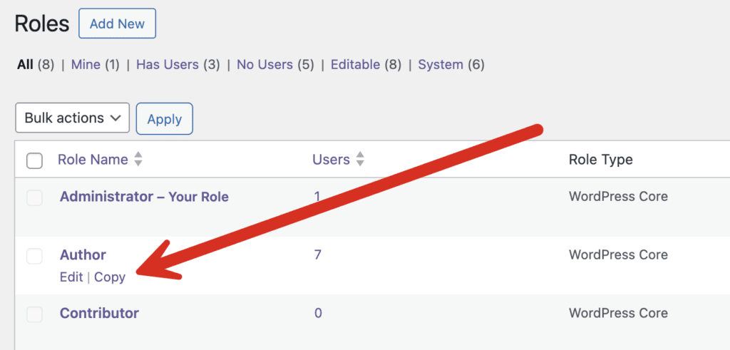 Copy the WordPress author role
