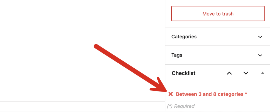 Number of categories in PublishPress Checklists - red