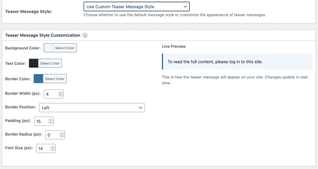 Permissions plugin Teaser style
