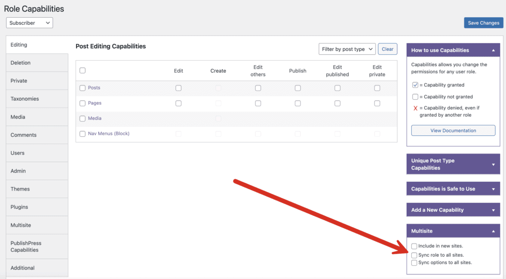 Multisite sync for PublishPress Capabilities