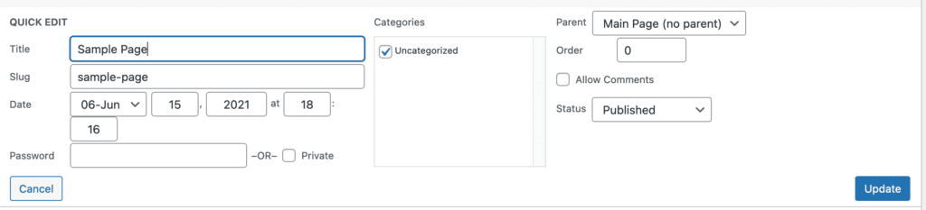 Using Quick Edit to Add Categories