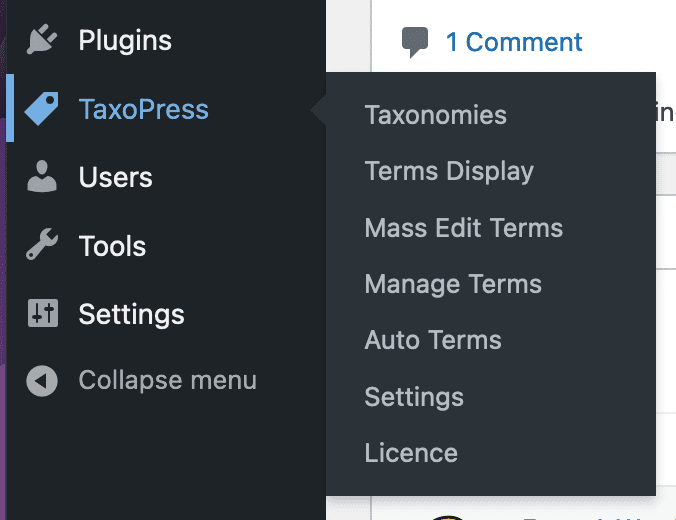 Terms Display link