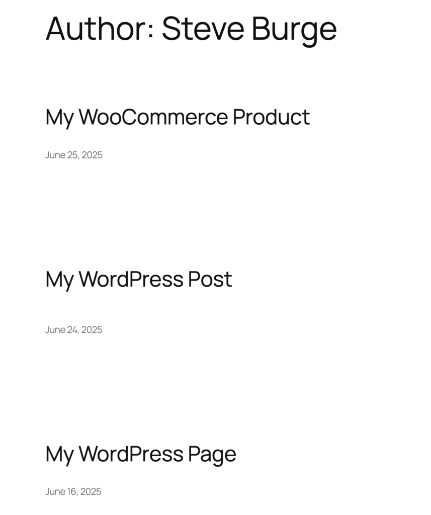 Multiple post types on a WordPress author profile