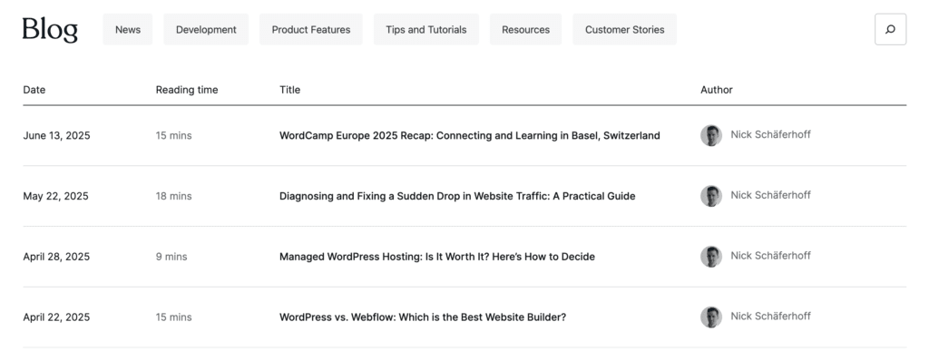 Author page on WordPress.com