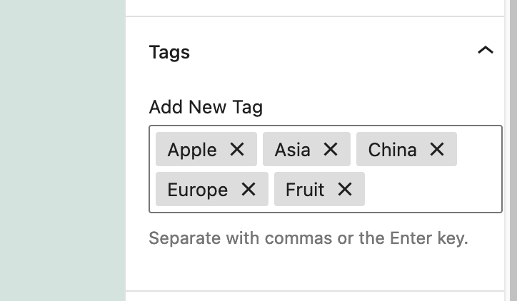 Tags added to a WordPress post