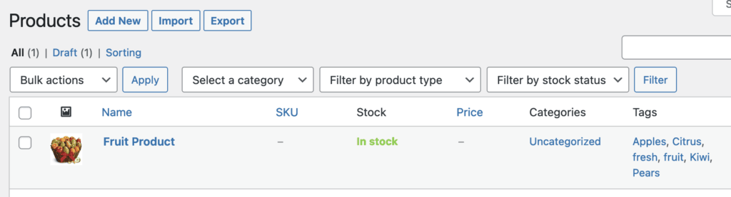 A WooCommerce product with product tags