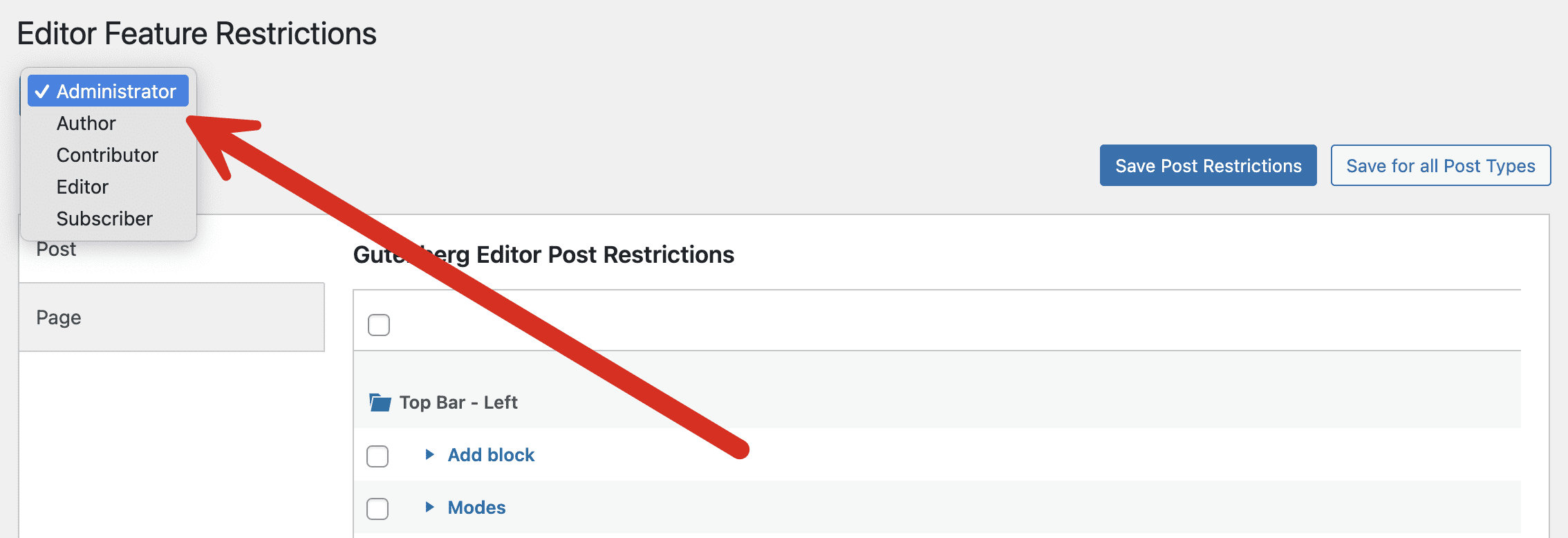 Editor Feature Restrictions