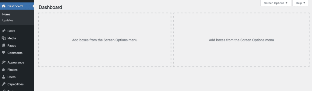 Dashboard widgets hidden