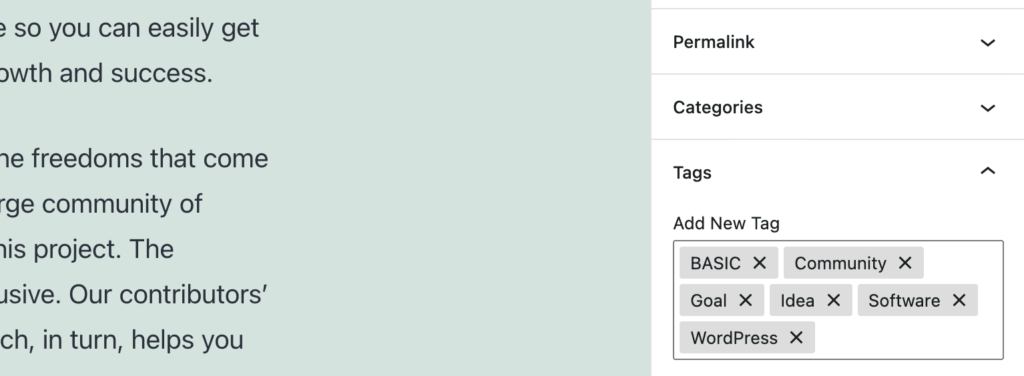 WordPress post with terms from a tag generator