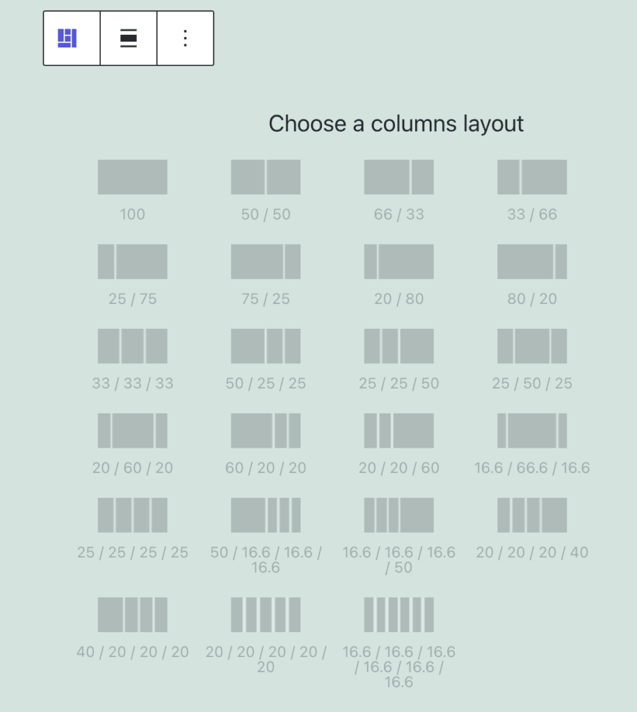 different column layouts