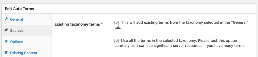 Use Auto Terms to add existing taxonomy terms