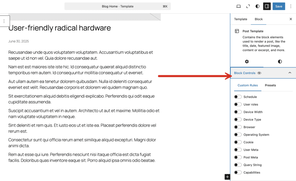 Block Controls in Full Site Editor