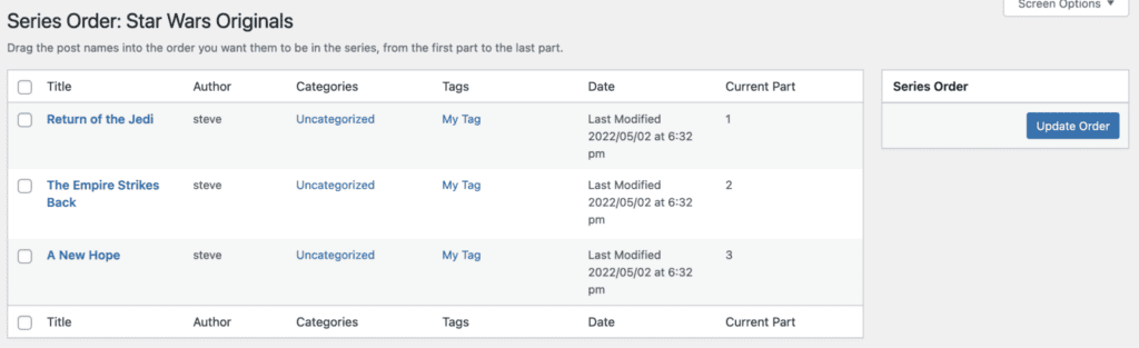 PublishPress Series screen