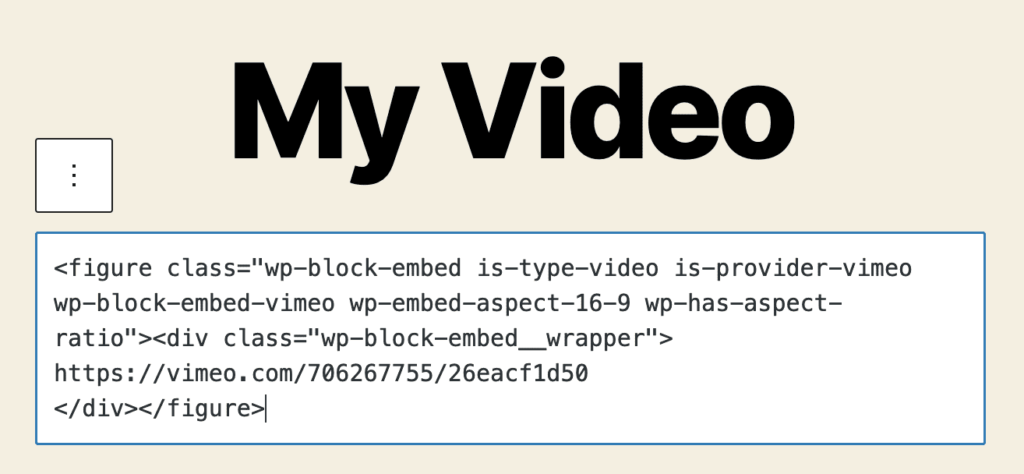 Editing the code for a Vimeo video in WordPress