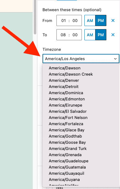 Custom timezone settings