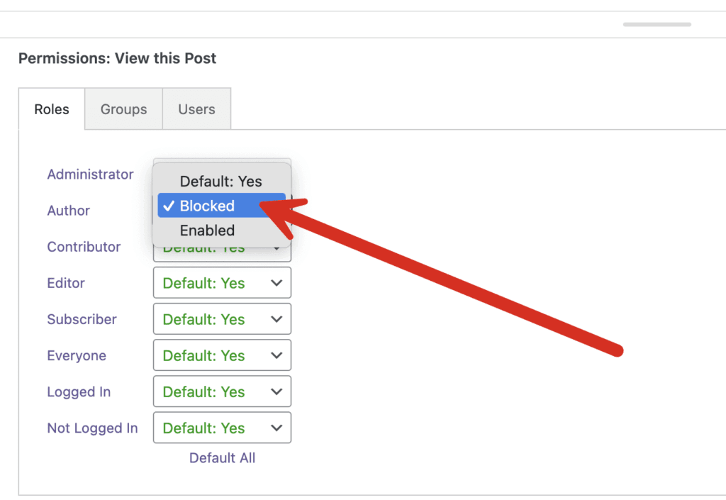 User role blocked option