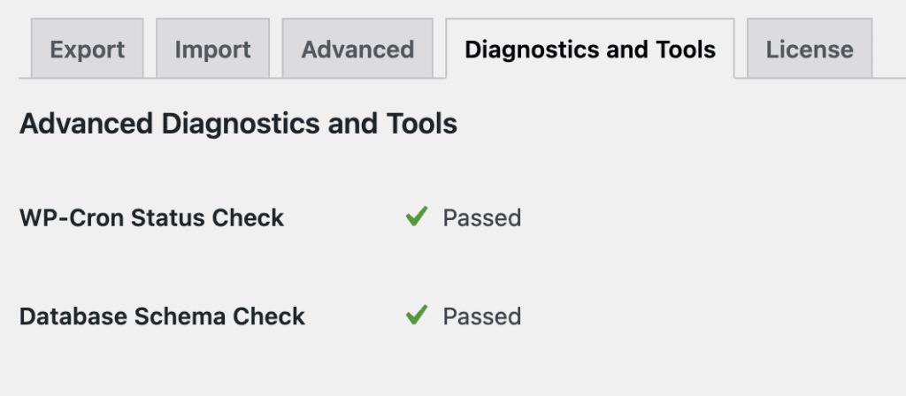 Diagnostics and Tools tab