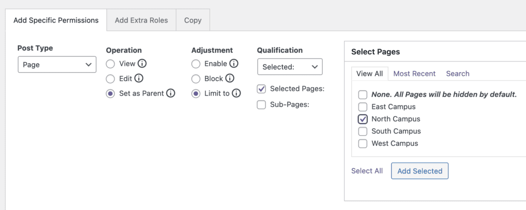 Parent page restrictions