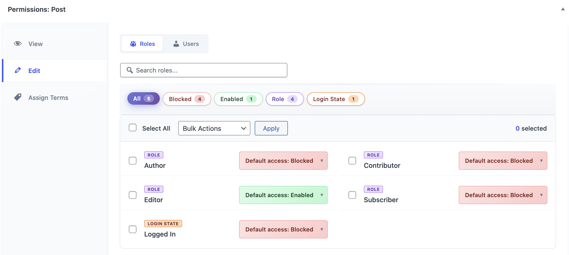 Permissions metabox edit tab