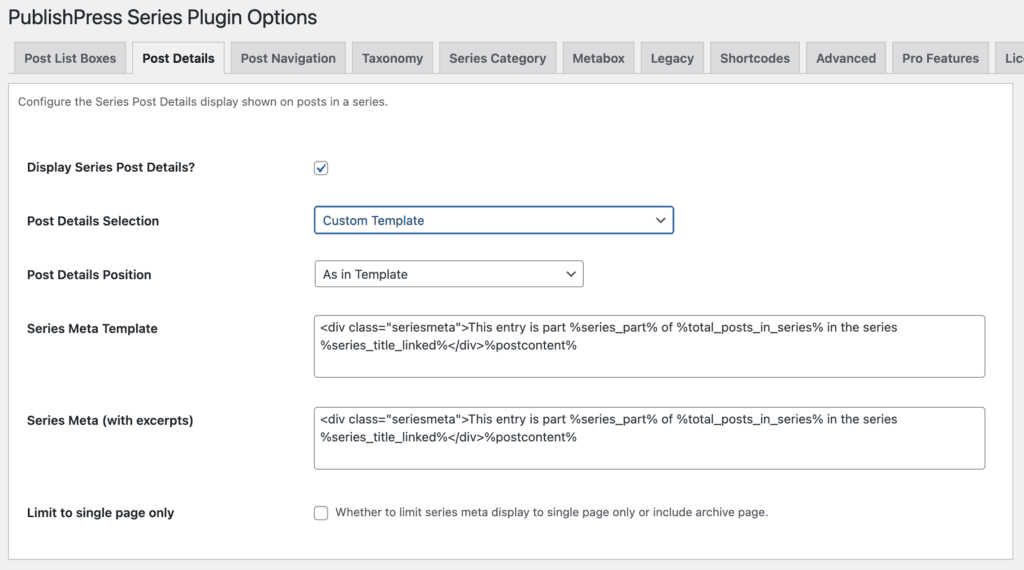 Post Details template