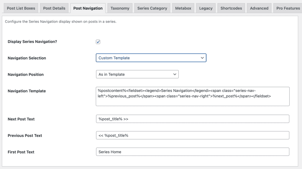 Post Navigation template