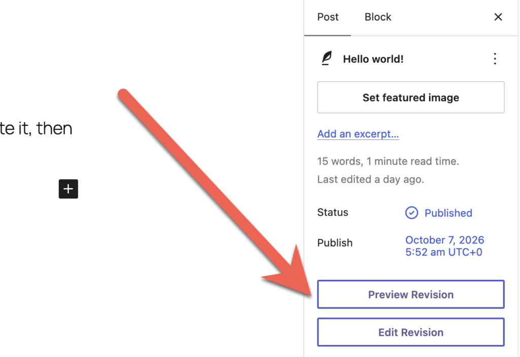 Preview Revision and Edit Revision buttons