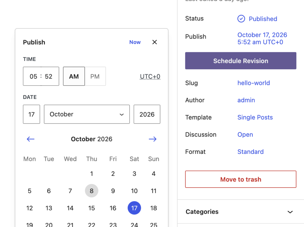 Choose a date to schedule your content