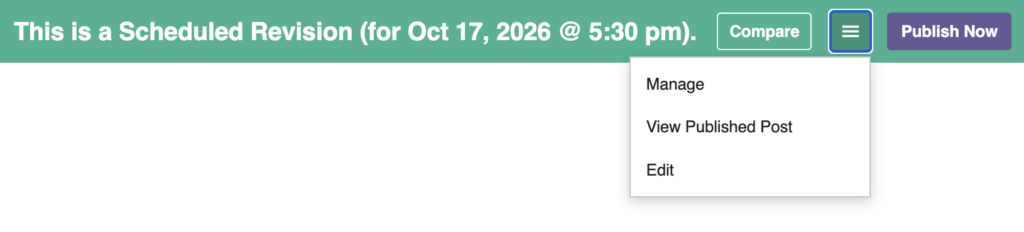 This is the Scheduled Revision toolbar