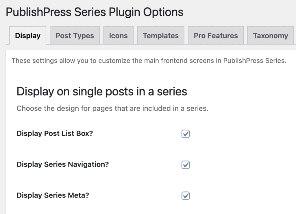 Series display settings