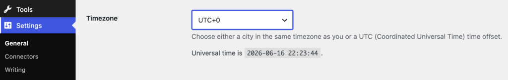 Timezone for WordPress site