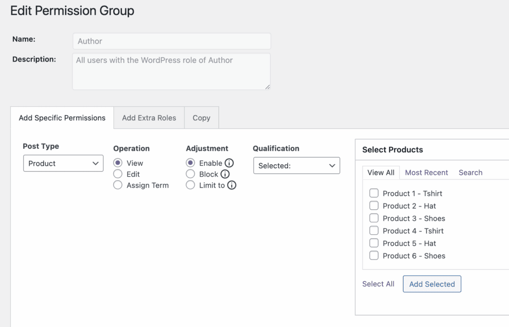 Custom permissions for WooCommerce