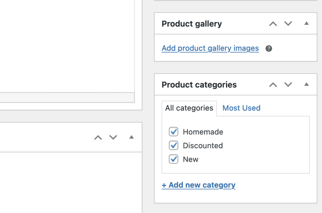 Default WooCommerce product categories
