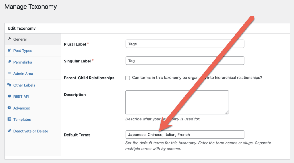 Choosing new default WordPress tags