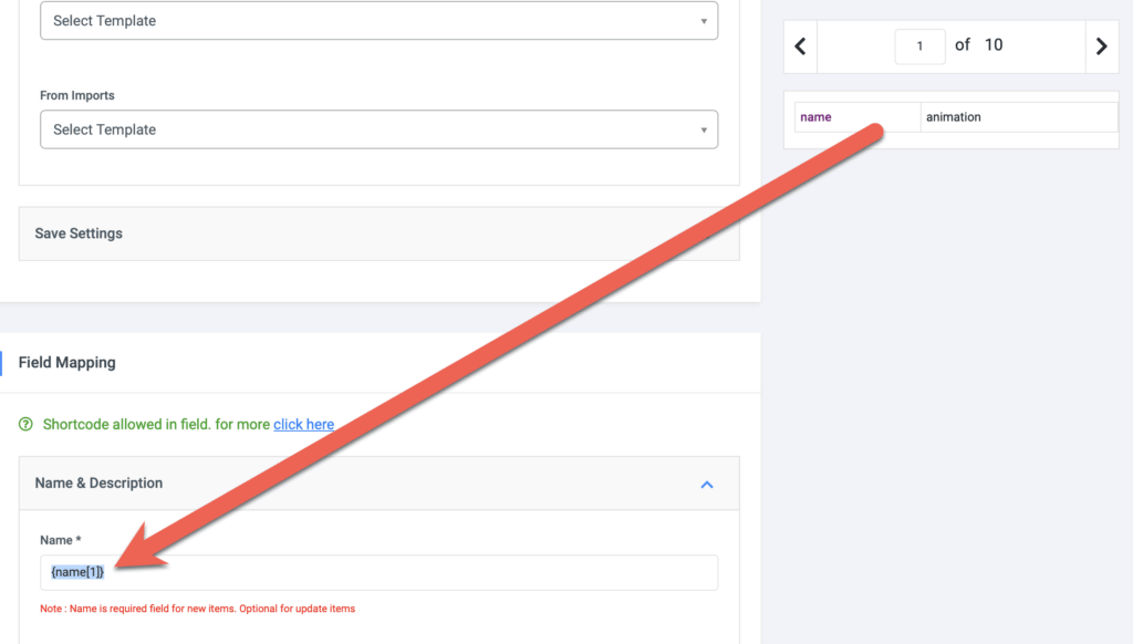 Field mapping for taxonomy terms import