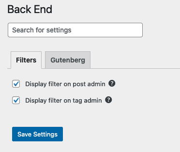 disabling the filters in Tag Groups