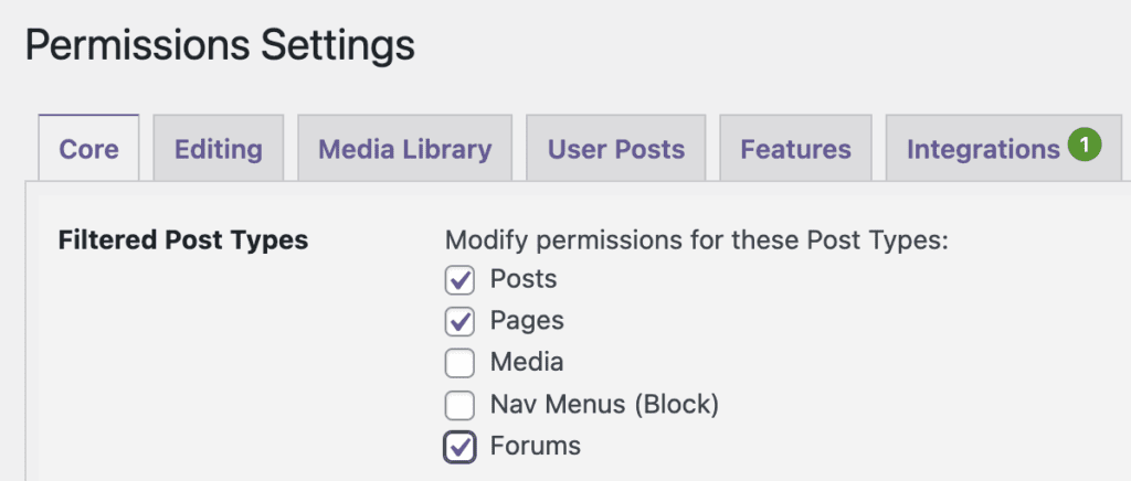 Permissions settings for bbpress