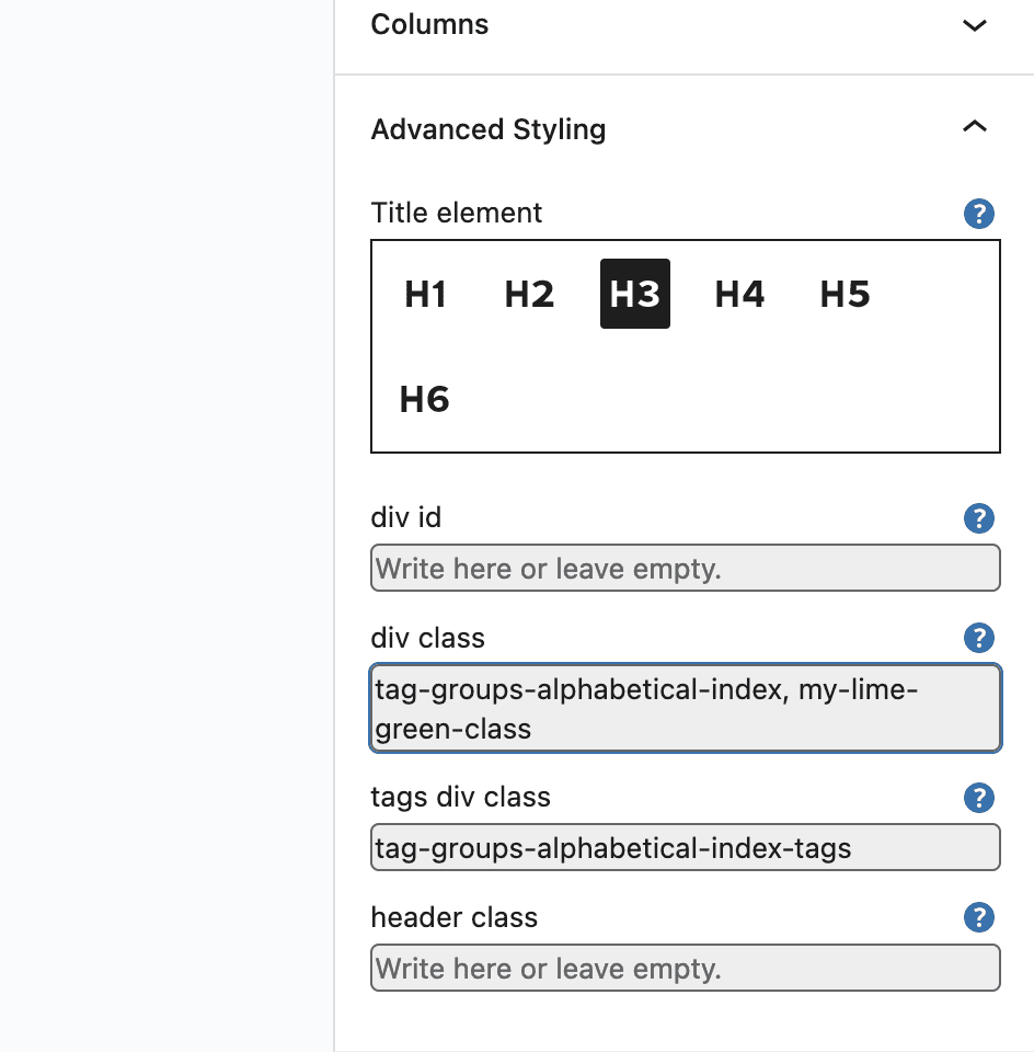Applying a custom color scheme in Tag Groups plugin